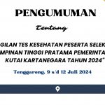 PENGUMUMAN PEMANGGILAN TES KESEHATAN BAGI PESERTA JPTP KUKAR 2024